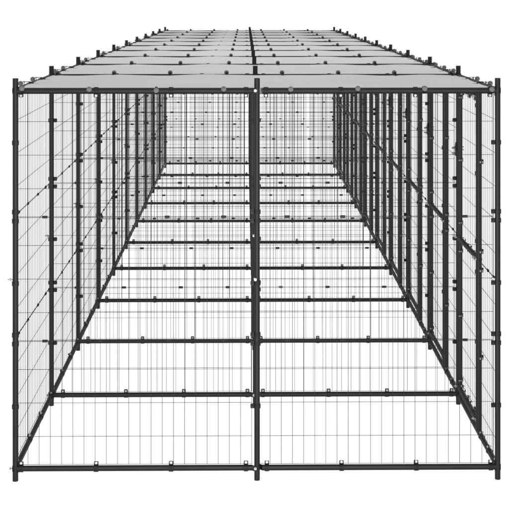 Chenil extérieur cage enclos parc animaux chien extérieur acier avec toit 24,2 m² 02_0000397 - Helloshop26