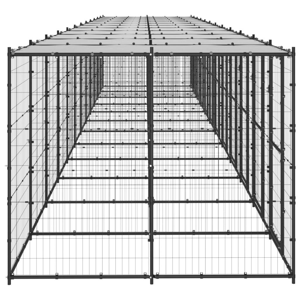 Chenil extérieur cage enclos parc animaux chien extérieur acier avec toit 29,04 m² 02_0000400 - Helloshop26