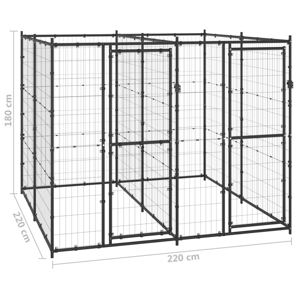 Chenil extérieur cage enclos parc animaux chien d'extérieur pour chiens acier 4,84 m² 02_0000372 - Helloshop26