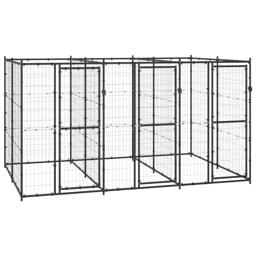 Chenil extérieur cage enclos parc animaux chien extérieur acier 7,26 m² 02_0000385 - Helloshop26
