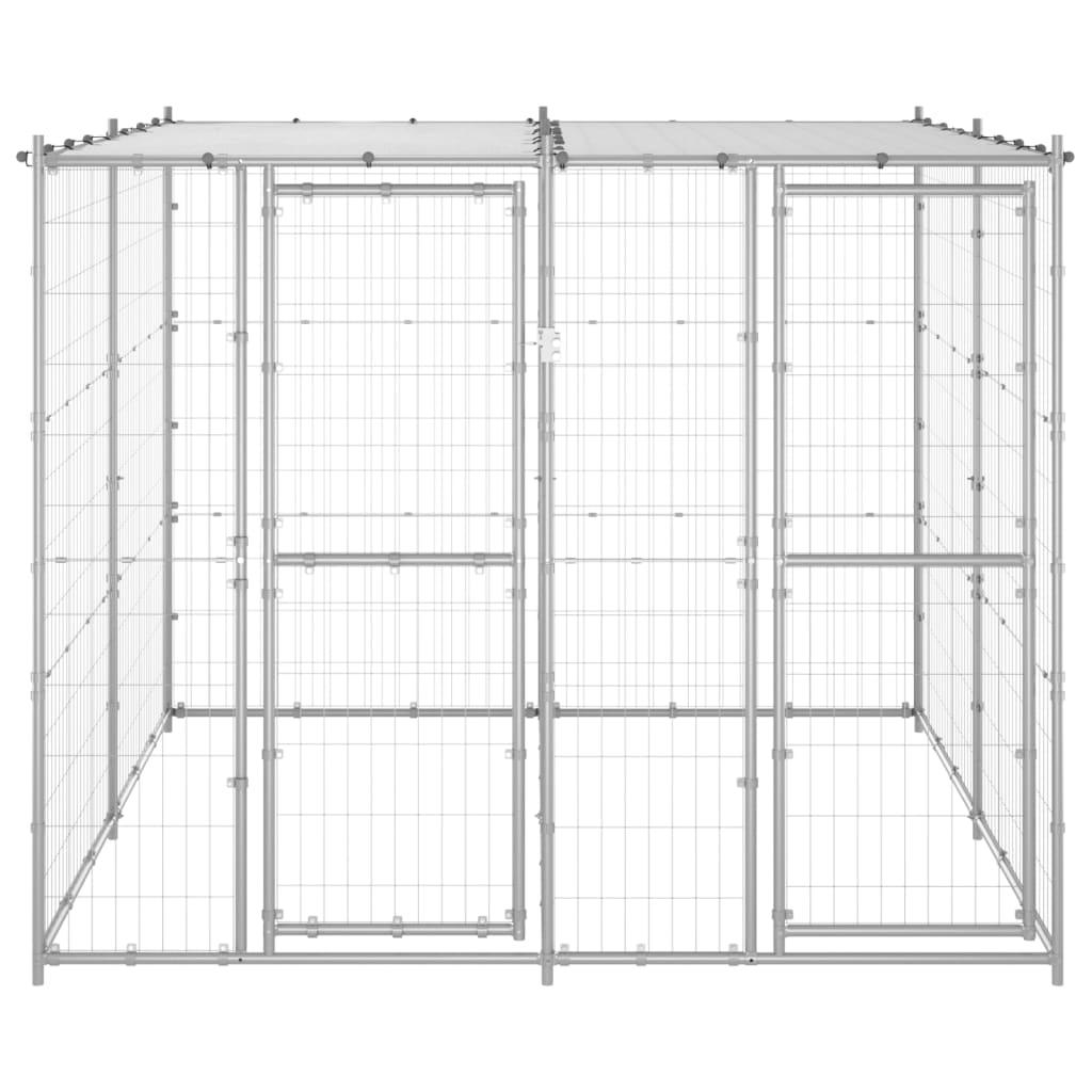 Chenil extérieur cage enclos parc animaux chien extérieur acier galvanisé avec toit 4,84 m² 02_0000444 - Helloshop26