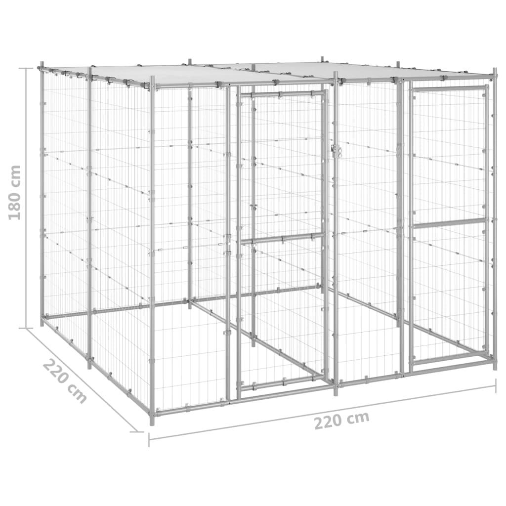 Chenil extérieur cage enclos parc animaux chien extérieur acier galvanisé avec toit 4,84 m² 02_0000444 - Helloshop26