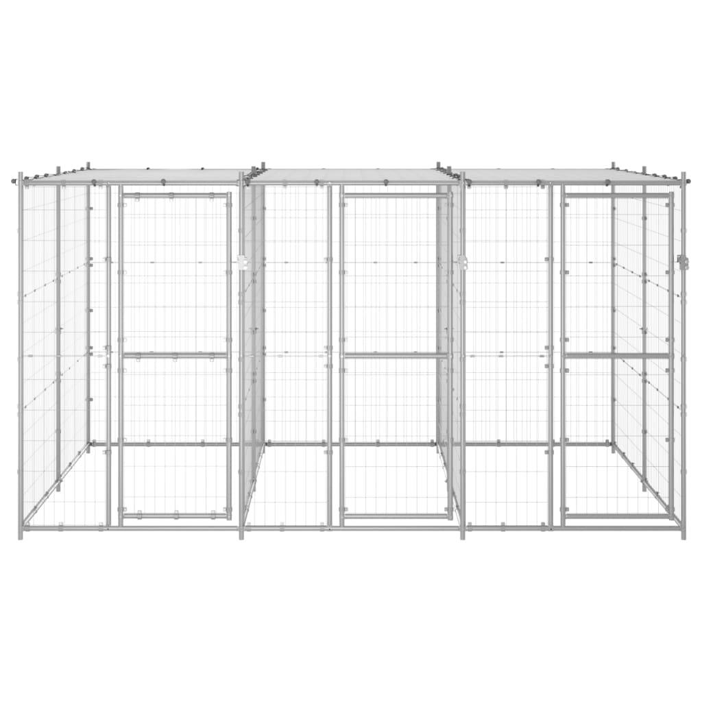 Chenil extérieur cage enclos parc animaux chien extérieur acier galvanisé avec toit 7,26 m² 02_0000445 - Helloshop26