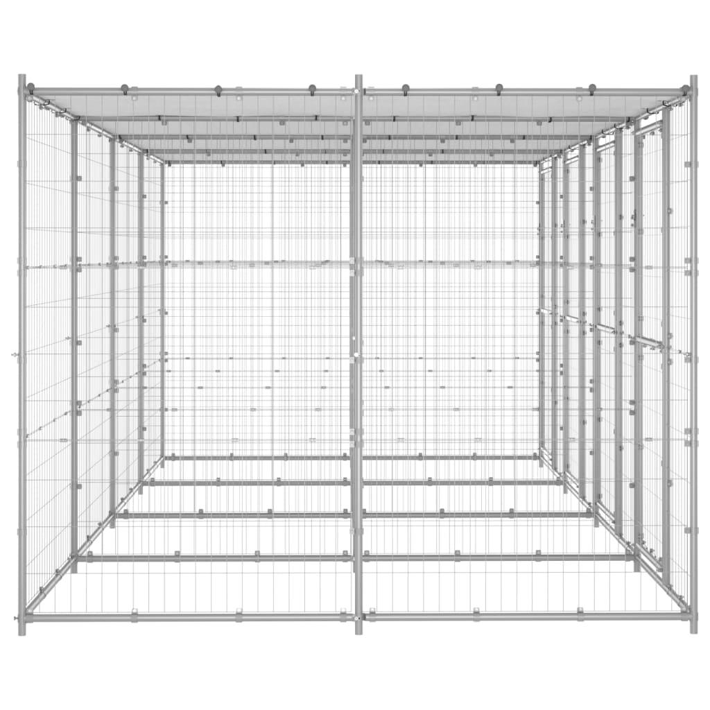 Chenil extérieur cage enclos parc animaux chien extérieur acier galvanisé avec toit 9,68 m² 02_0000447 - Helloshop26