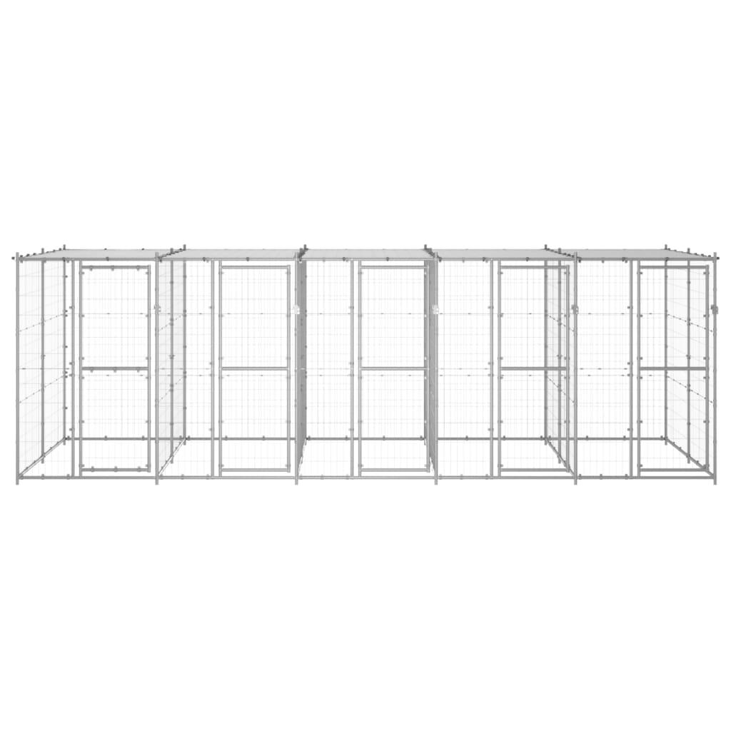 Chenil extérieur cage enclos parc animaux chien extérieur acier galvanisé avec toit 12,1 m² 02_0000432 - Helloshop26