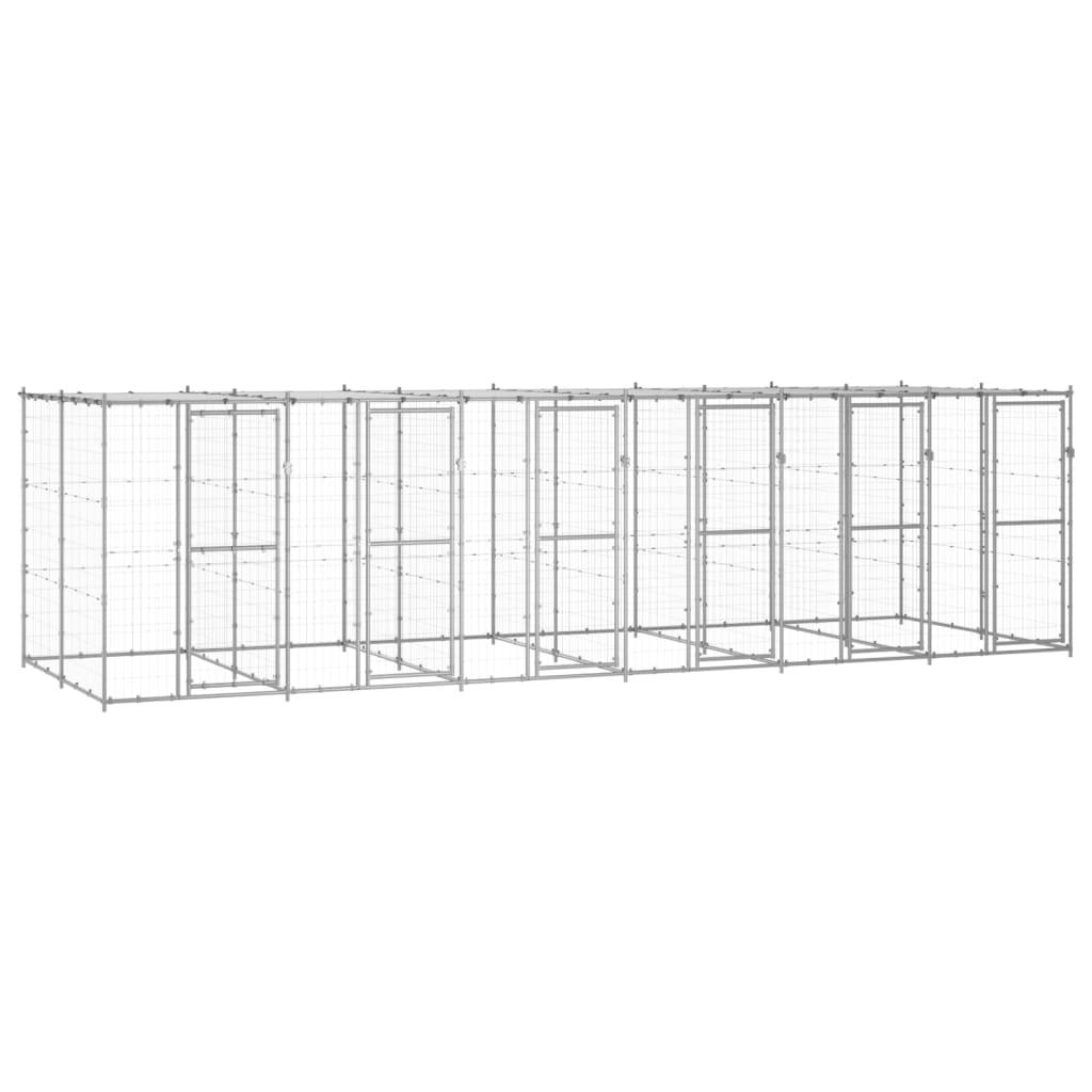 Chenil extérieur cage enclos parc animaux chien extérieur acier galvanisé avec toit 14,52 m² 02_0000434 - Helloshop26
