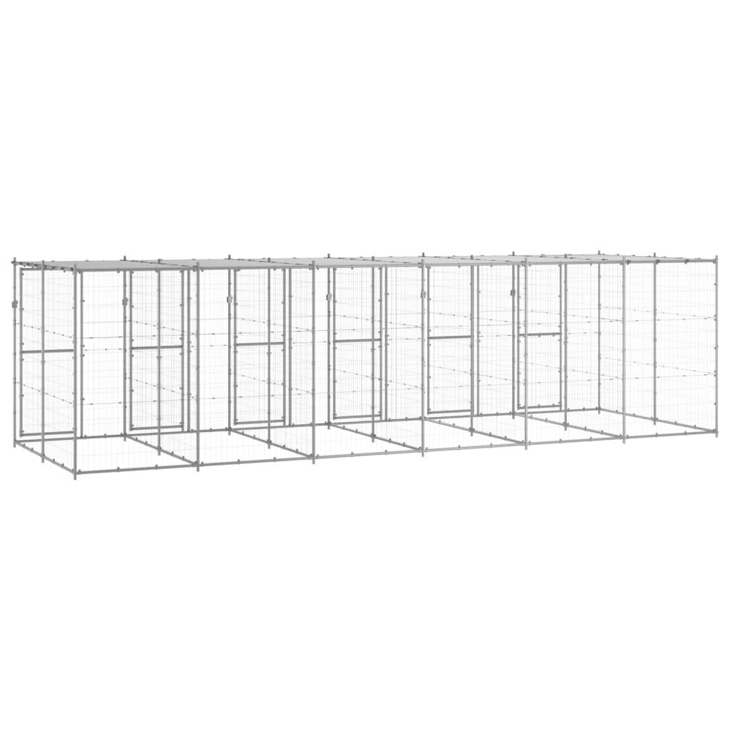 Chenil extérieur cage enclos parc animaux chien extérieur acier galvanisé avec toit 14,52 m² 02_0000434 - Helloshop26