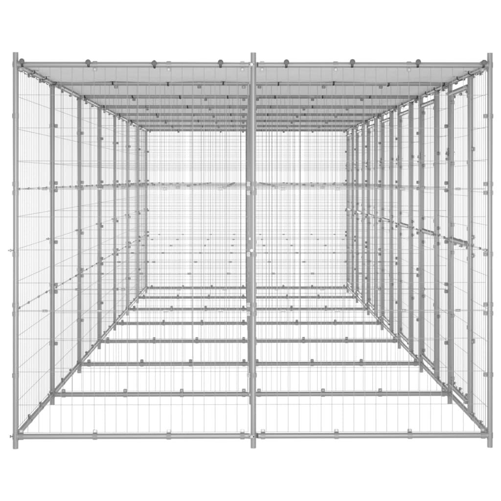 Chenil extérieur cage enclos parc animaux chien extérieur acier galvanisé avec toit 16,94 m² 02_0000435 - Helloshop26