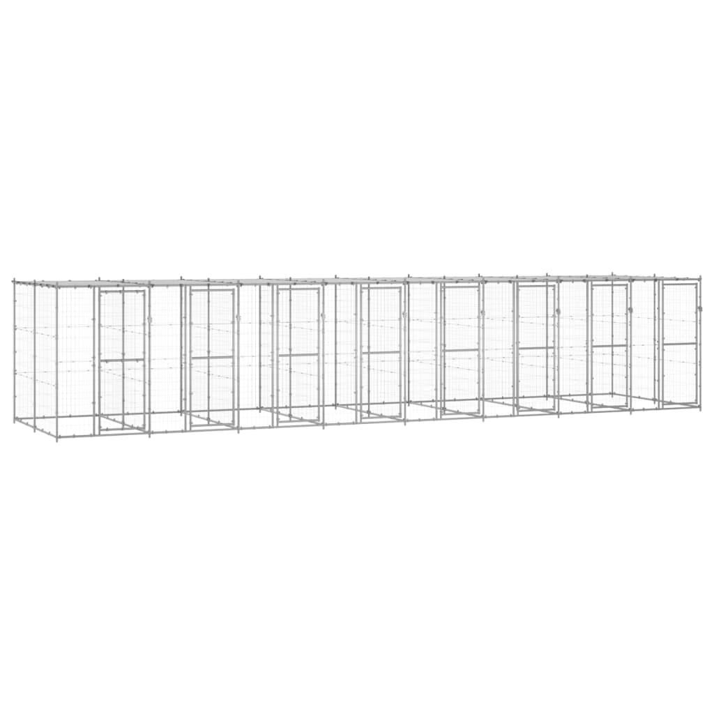 Chenil extérieur cage enclos parc animaux chien extérieur acier galvanisé avec toit 19,36 m² 02_0000437 - Helloshop26