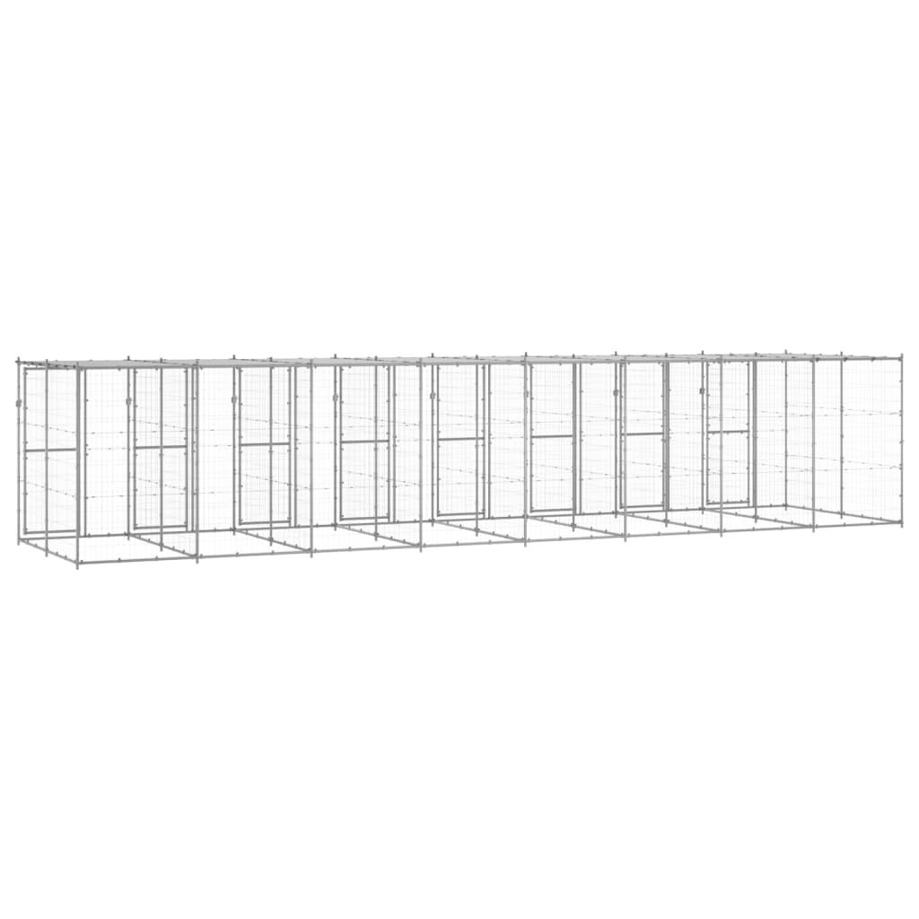 Chenil extérieur cage enclos parc animaux chien extérieur acier galvanisé avec toit 19,36 m² 02_0000437 - Helloshop26