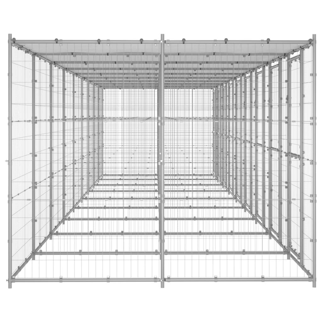 Chenil extérieur cage enclos parc animaux chien extérieur acier galvanisé avec toit 21,78 m² 02_0000438 - Helloshop26