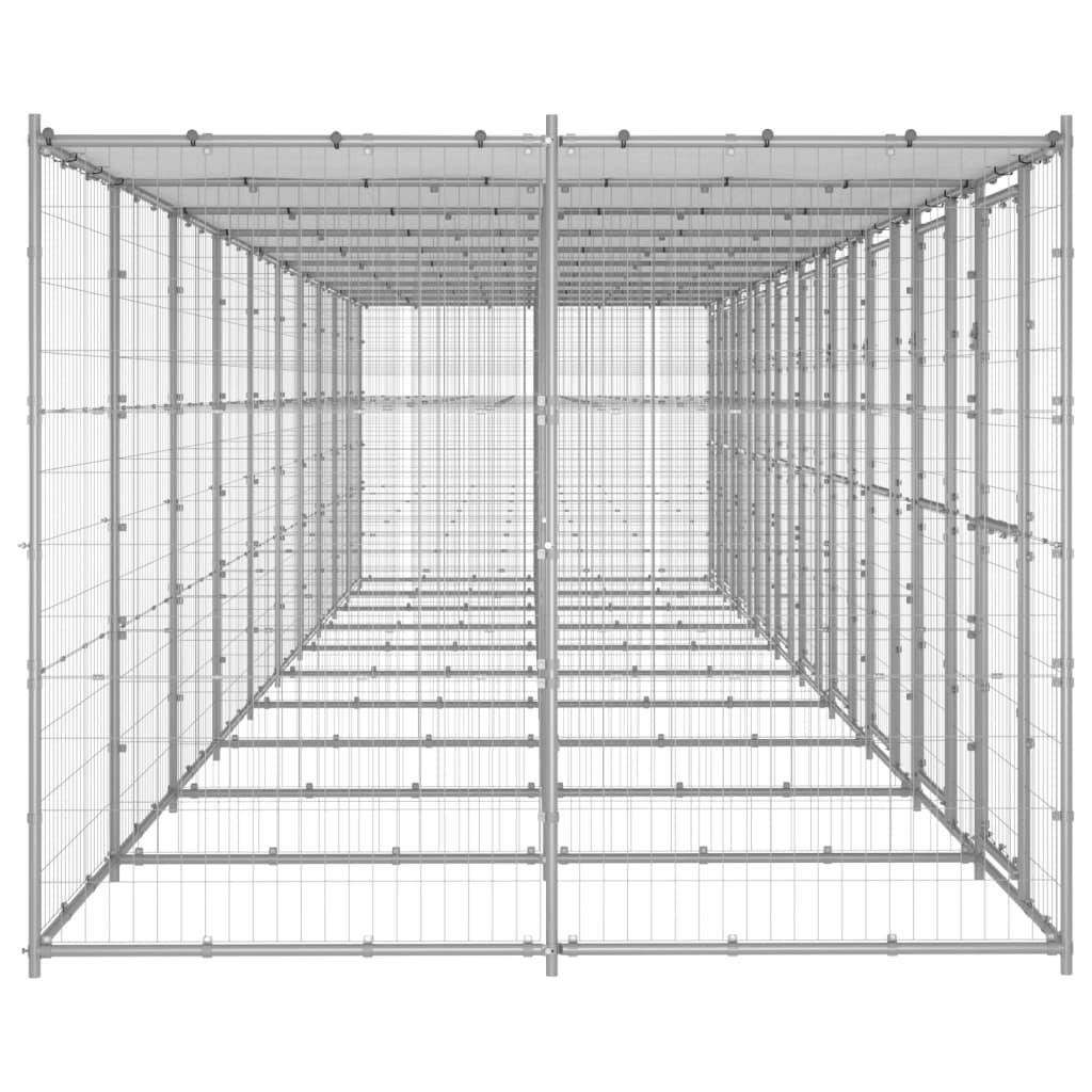 Chenil extérieur cage enclos parc animaux chien extérieur acier galvanisé avec toit 24,2 m² 02_0000440 - Helloshop26