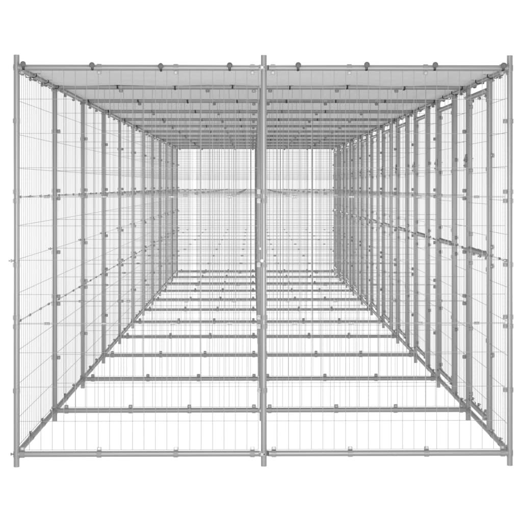 Chenil extérieur cage enclos parc animaux chien extérieur acier galvanisé avec toit 26,62 m² 02_0000441 - Helloshop26