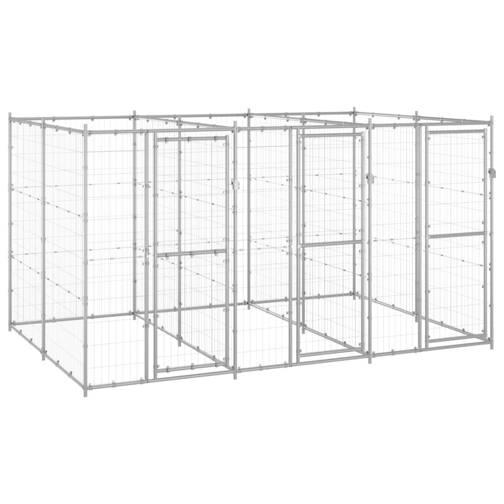 Chenil extérieur cage enclos parc animaux chien extérieur acier galvanisé 7,26 m² 02_0000427 - Helloshop26