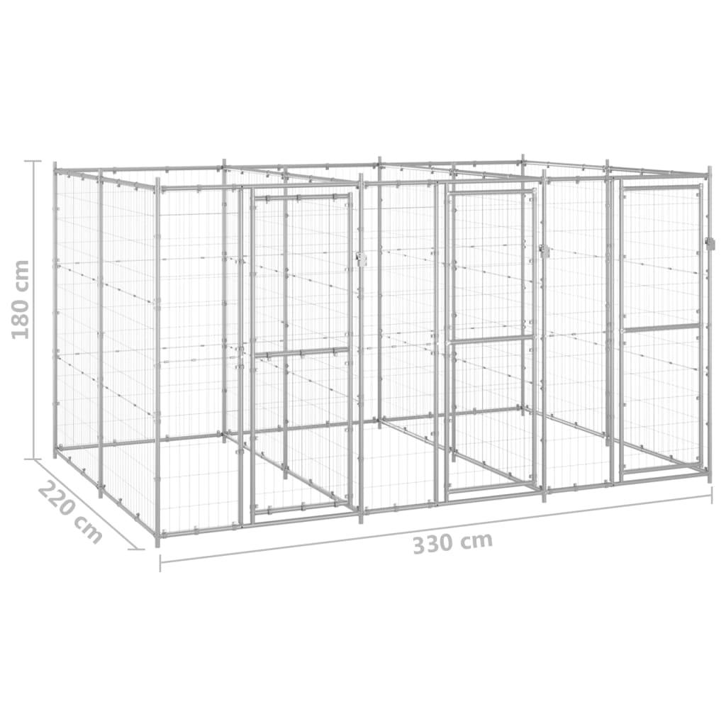Chenil extérieur cage enclos parc animaux chien extérieur acier galvanisé 7,26 m² 02_0000427 - Helloshop26