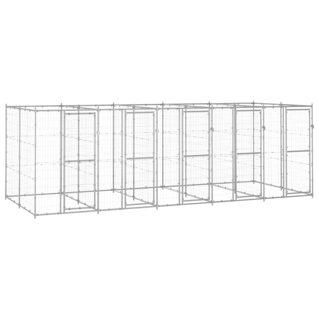 Chenil extérieur cage enclos parc animaux chien extérieur acier galvanisé 12,1 m² 02_0000405 - Helloshop26