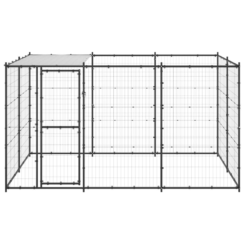 Chenil extérieur cage enclos parc animaux chien extérieur acier avec toit 7,26 m² 02_0000403 - Helloshop26