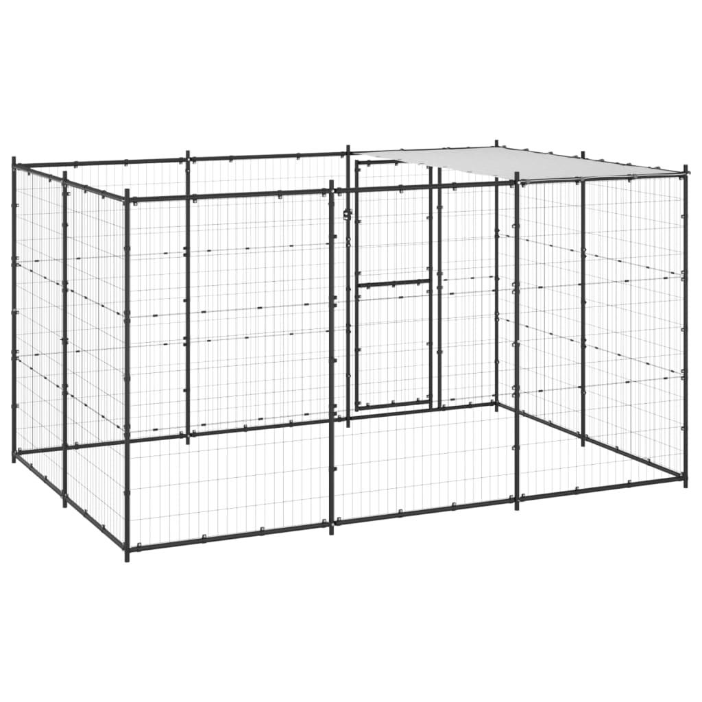 Chenil extérieur cage enclos parc animaux chien extérieur acier avec toit 7,26 m² 02_0000403 - Helloshop26