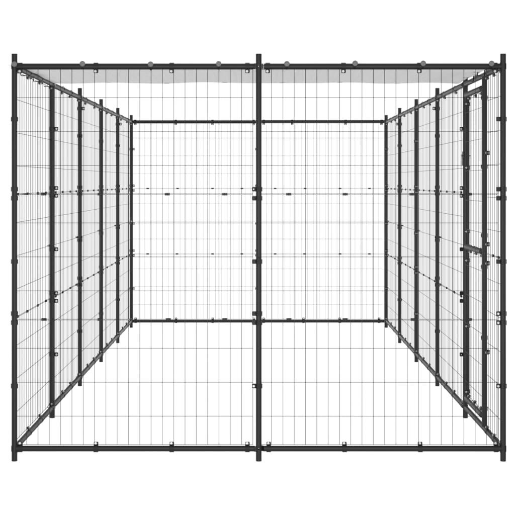 Chenil extérieur cage enclos parc animaux chien extérieur acier avec toit 12,1 m² 02_0000390 - Helloshop26