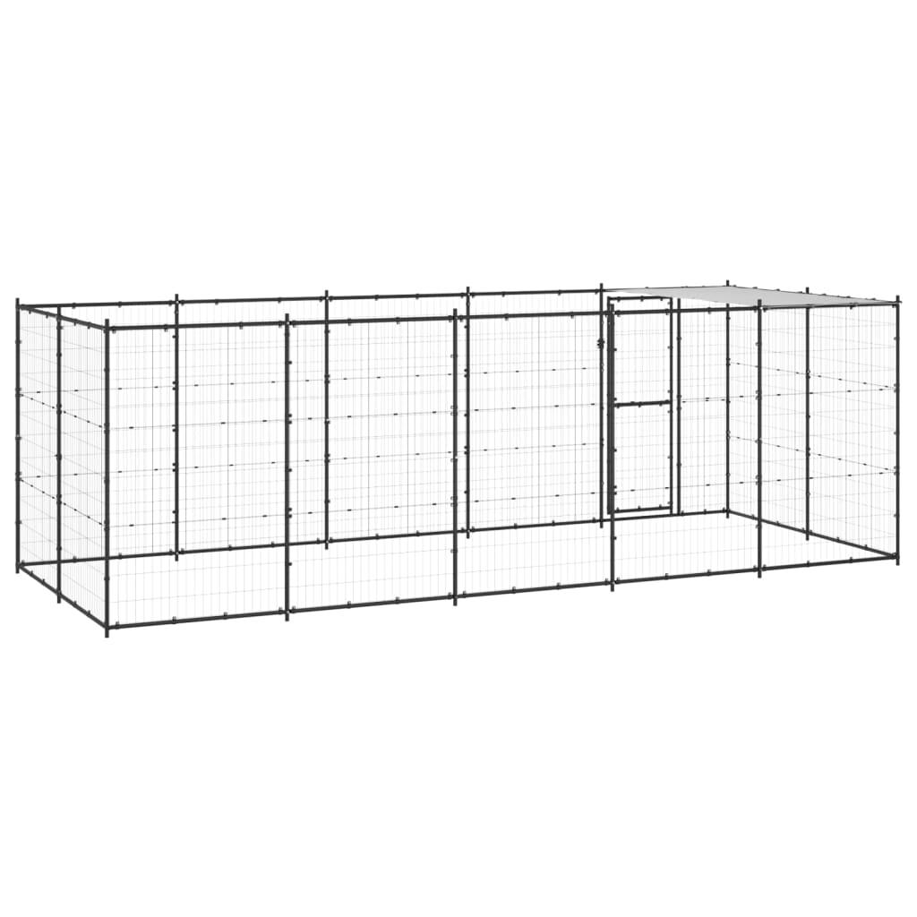 Chenil extérieur cage enclos parc animaux chien extérieur acier avec toit 12,1 m² 02_0000390 - Helloshop26