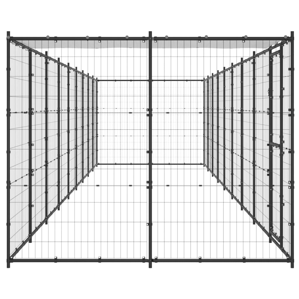 Chenil extérieur cage enclos parc animaux chien extérieur acier avec toit 21,78 m² 02_0000396 - Helloshop26