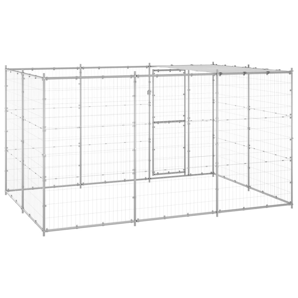 Chenil extérieur cage enclos parc animaux chien extérieur acier galvanisé avec toit 7,26 m² 02_0000446 - Helloshop26