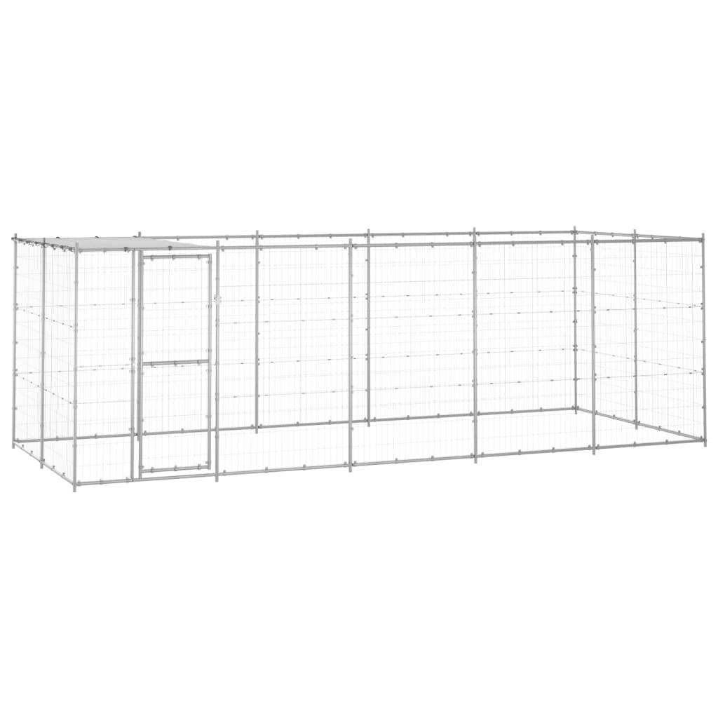 Chenil extérieur cage enclos parc animaux chien extérieur acier galvanisé avec toit 12,1 m² 02_0000433 - Helloshop26