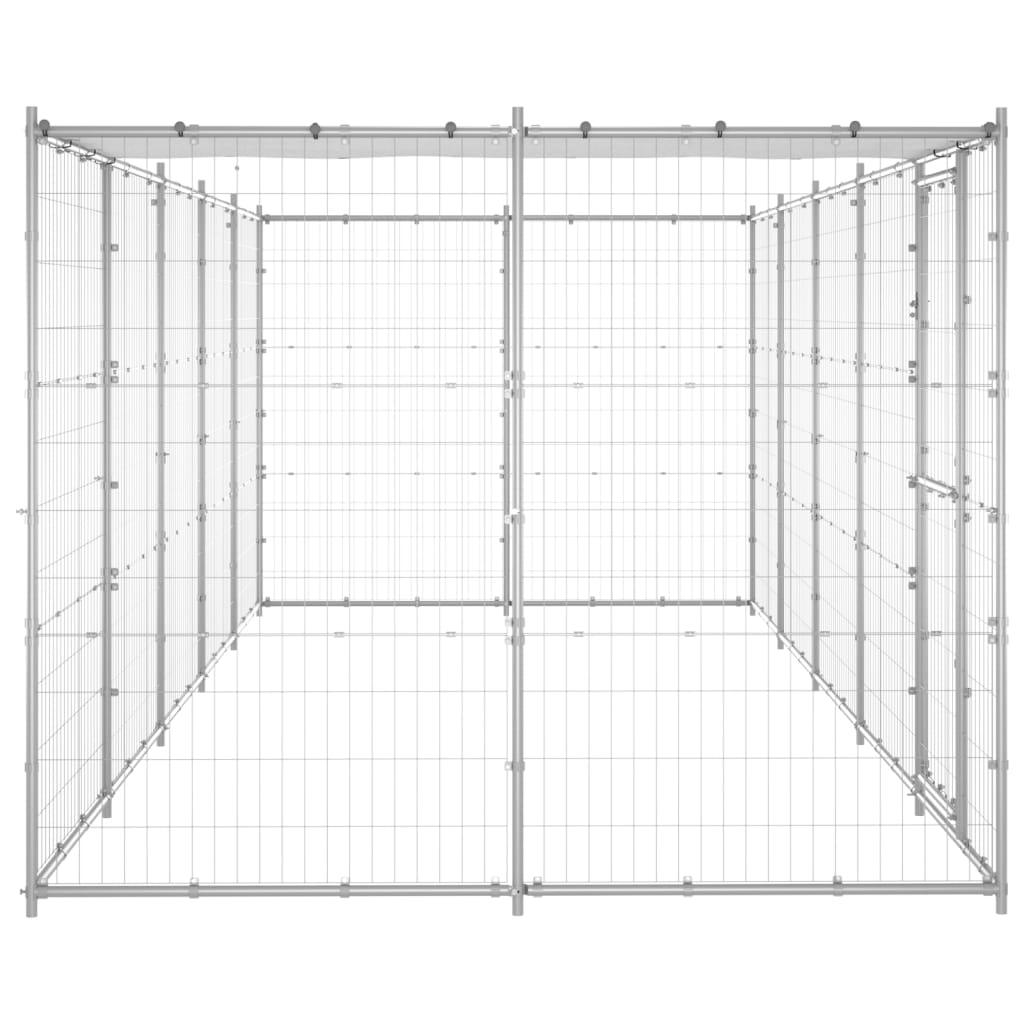 Chenil extérieur cage enclos parc animaux chien extérieur acier galvanisé avec toit 12,1 m² 02_0000433 - Helloshop26