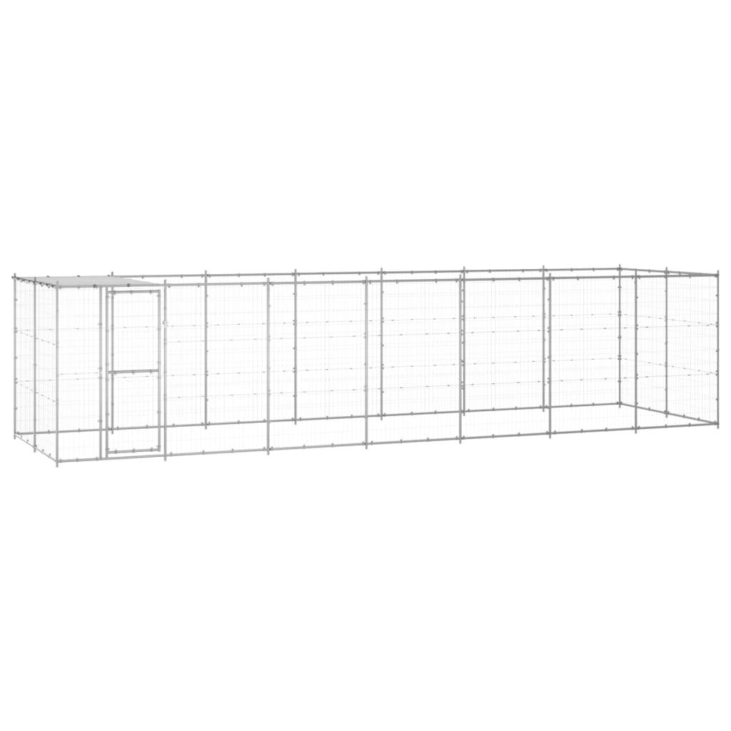 Chenil extérieur cage enclos parc animaux chien extérieur acier galvanisé avec toit 16,94 m² 02_0000436 - Helloshop26