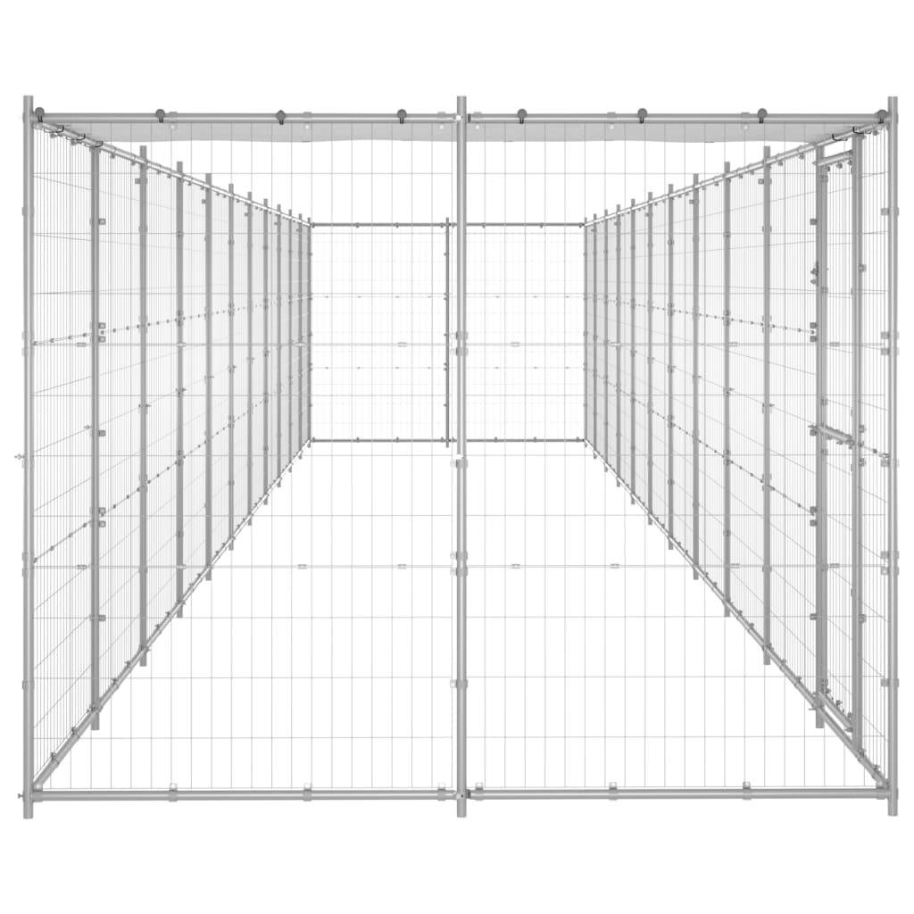 Chenil extérieur cage enclos parc animaux chien extérieur acier galvanisé avec toit 26,62 m² 02_0000442 - Helloshop26