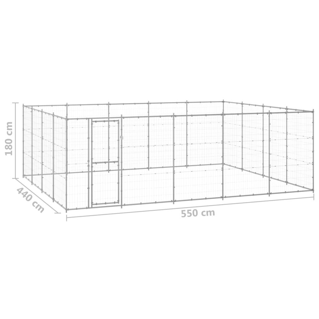 Chenil extérieur cage enclos parc animaux chien extérieur acier galvanisé 24,2 m² 02_0000416 - Helloshop26