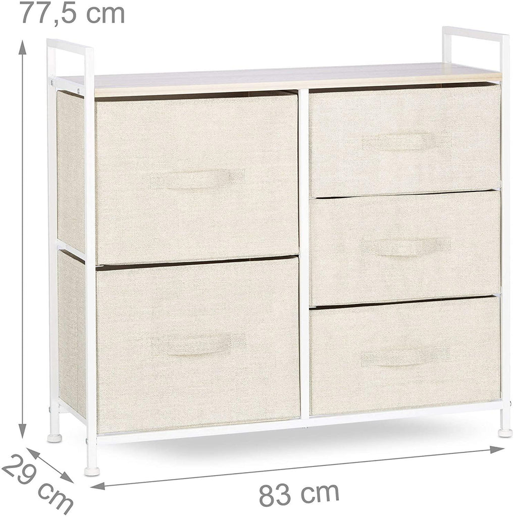 Commode meuble de rangement étagère avec tiroirs tissu beige 13_0002582_5 - Helloshop26