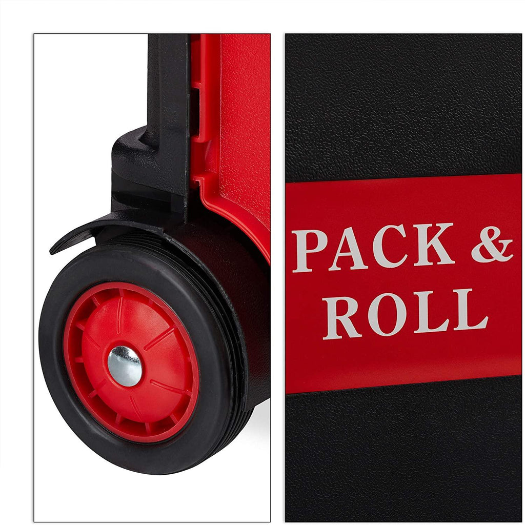 Chariot de courses pliable poignée roulettes en caoutchouc 35 kg poussette de marché aluminium plastique rouge 13_0000708_3 - Helloshop26