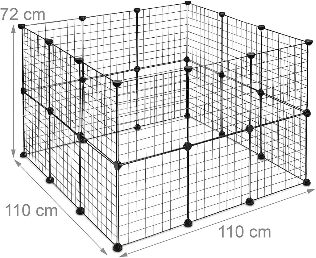 Enclos pour petits animaux domestiques parc extensible cage grille clapier grillage pack de 24 noir 13_0000964 - Helloshop26