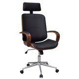 Fauteuil chaise siège de bureau en bois de noyer avec repose-tête luxe noir 0502018