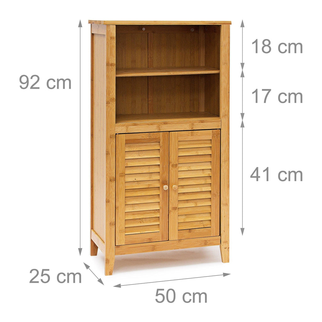Armoire étagère petit meuble table  2 portes  bambou salle de bain salon multifonction 92 cm 3213056 - Helloshop26