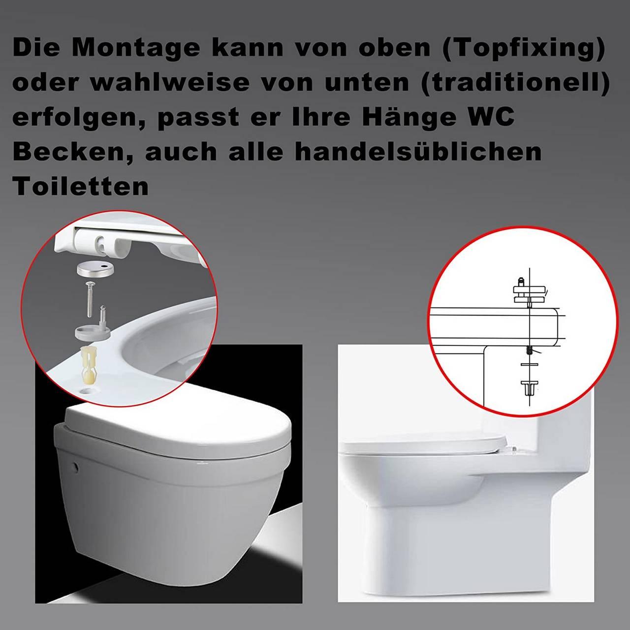 Abattant WC siège de toilette en forme de D à fermeture douce pour sal –  Helloshop26