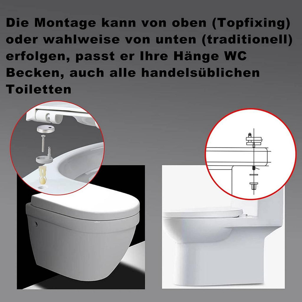 Abattant WC siège de toilette en forme de D à fermeture douce pour salle de bain familiale blanc 19_0000736 - Helloshop26