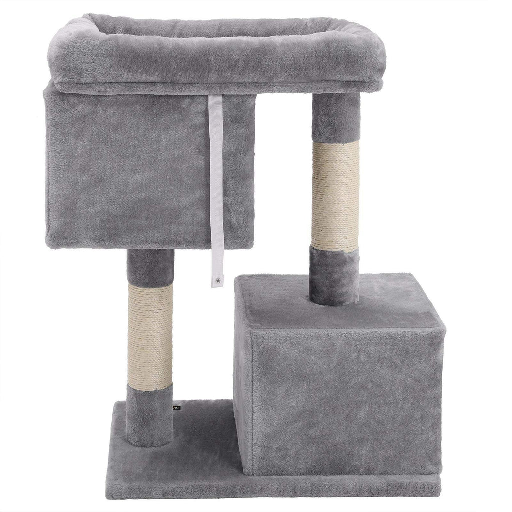 Arbre à chat colonne en sisal pour aiguiser les griffes 2 niches luxueuses maison de jeu meubles pour chatons chats et félins 84 cm couleur grise claire 12_0001183 - Helloshop26