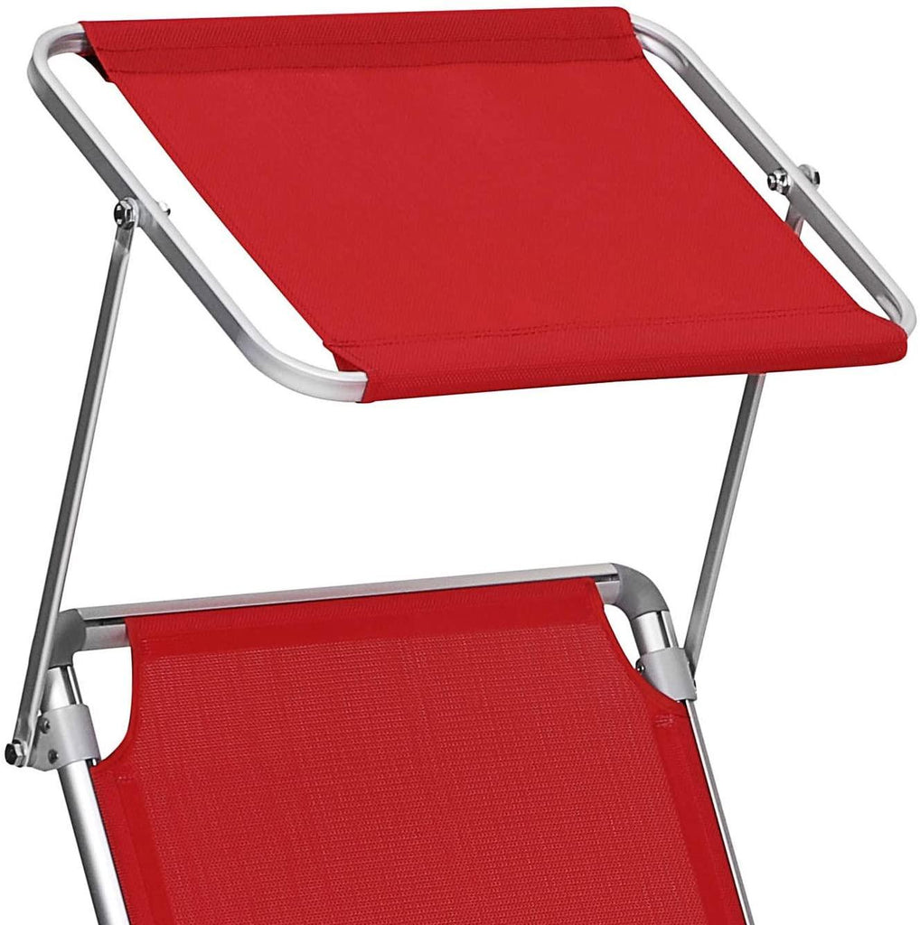 Bain de soleil inclinable chaise longue transat pliable en alu toile textilène coussin pare soleil réglable 193 x 67 x 32 cm charge 250 kg (rouge) 12_0001670 - Helloshop26