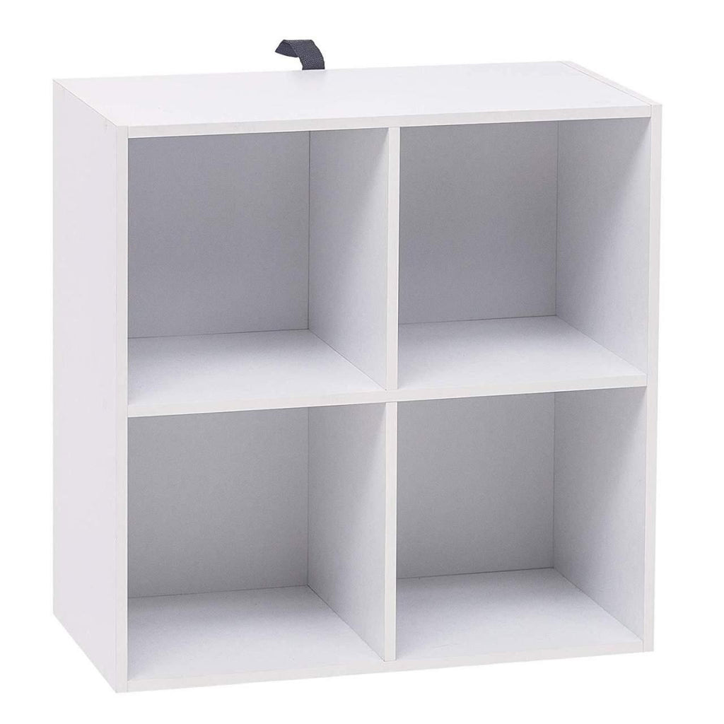 Bibliothèque en bois à 2 niveaux 4 cubes support pour bureau 60x30x60cm blanc 19_0000590 - Helloshop26