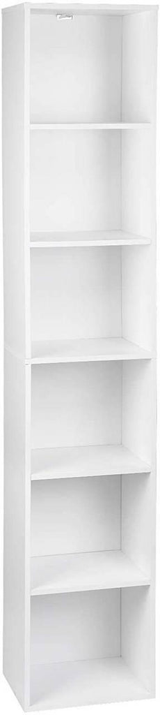 Bibliothèque MDF étagère de rangement pour bureau salon salle d'étude avec 6 compartiments 158,4 cm blanc  19_0000210 - Helloshop26