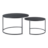 Lot de 2 tables basses rondes gigognes métal noir 03_0008530