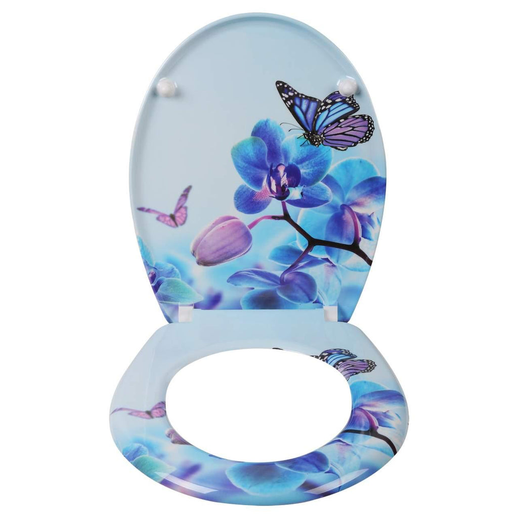 Abattant WC de toilette avec abaissement automatique en duroplastique motif papillon-violet 19_0000694 - Helloshop26