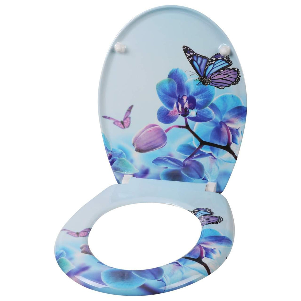 Abattant WC de toilette avec abaissement automatique en duroplastique motif papillon-violet 19_0000694 - Helloshop26