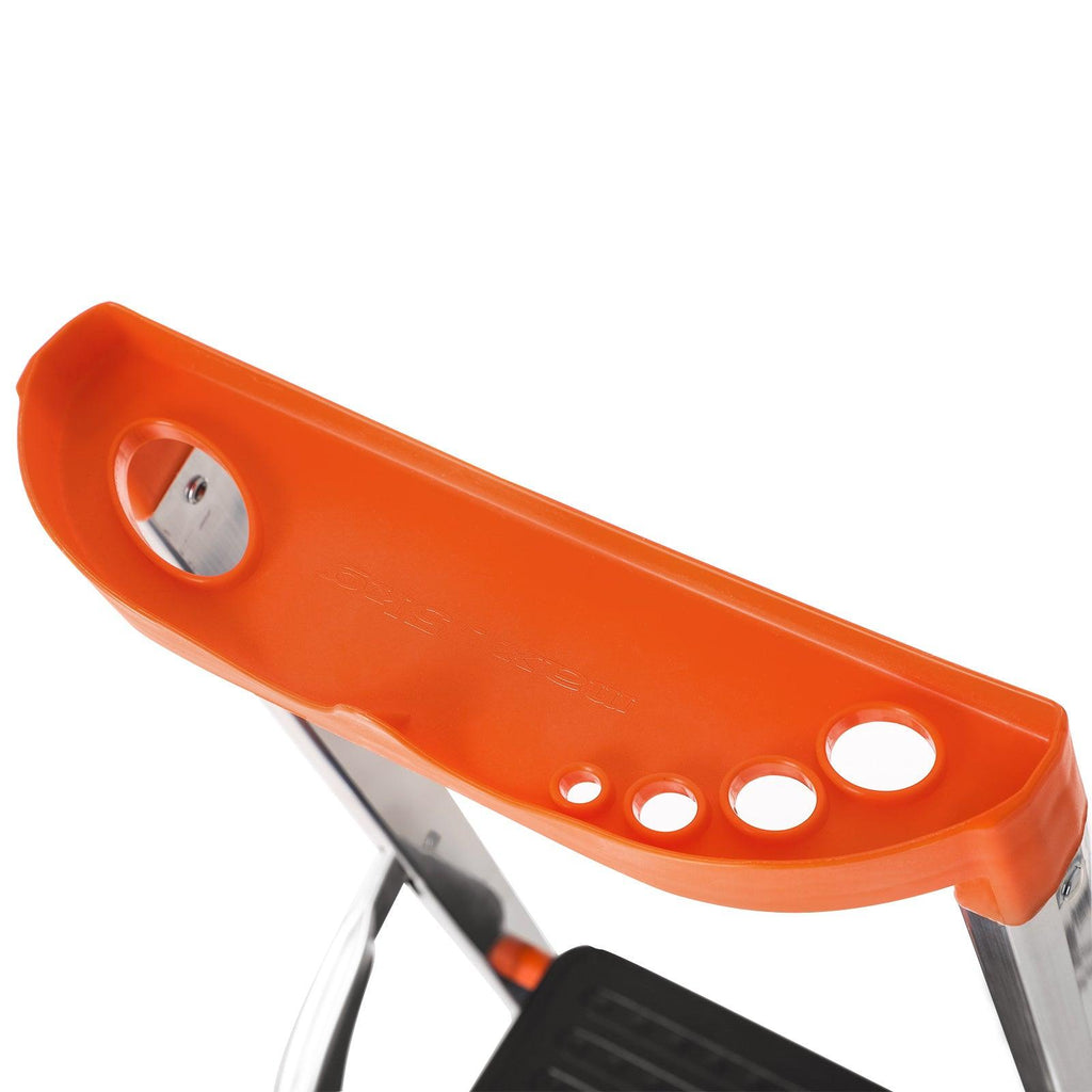 Échelle 4 marches en aluminium escabeau largeur de la marche 12 cm pliable plateau à outil pieds antidérapants capacité de charge 150 kg noir 12_0001919 - Helloshop26