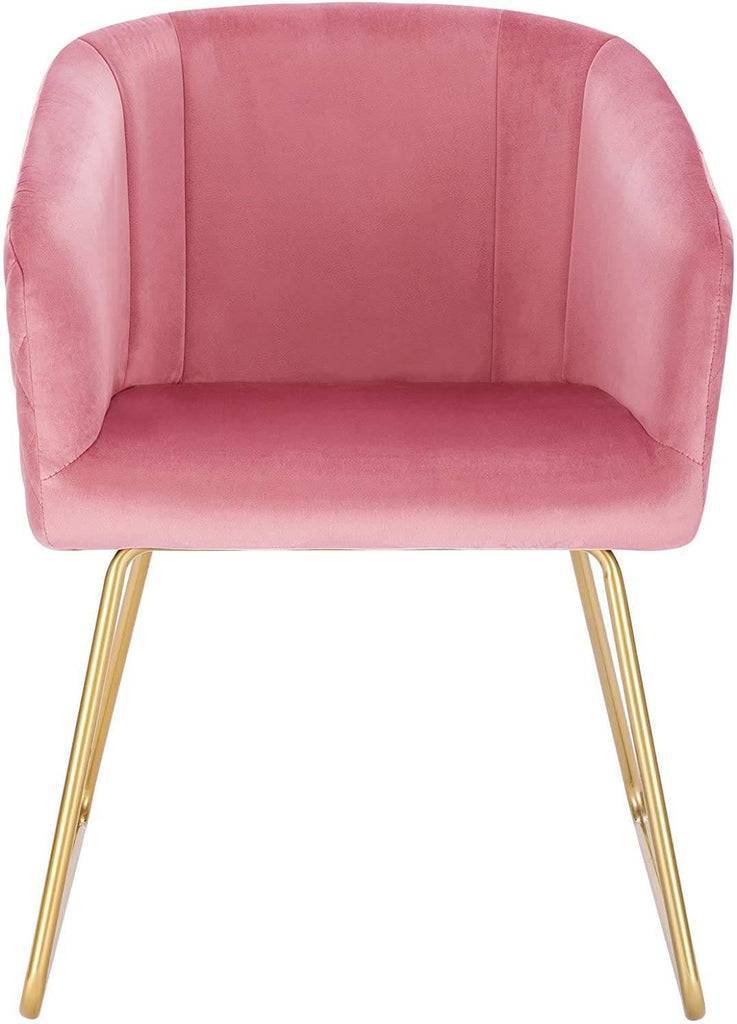 Chaise de salle à manger avec accoudoirs en velours et métal rose 19_0000165 - Helloshop26