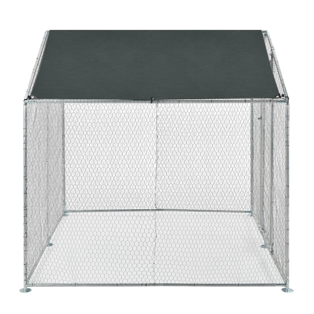 Enclos extérieur volière cage pour animaux avec serrure armature acier galvanisé 2 x 2 x 2 m argent vert foncé 03_0005139 - Helloshop26