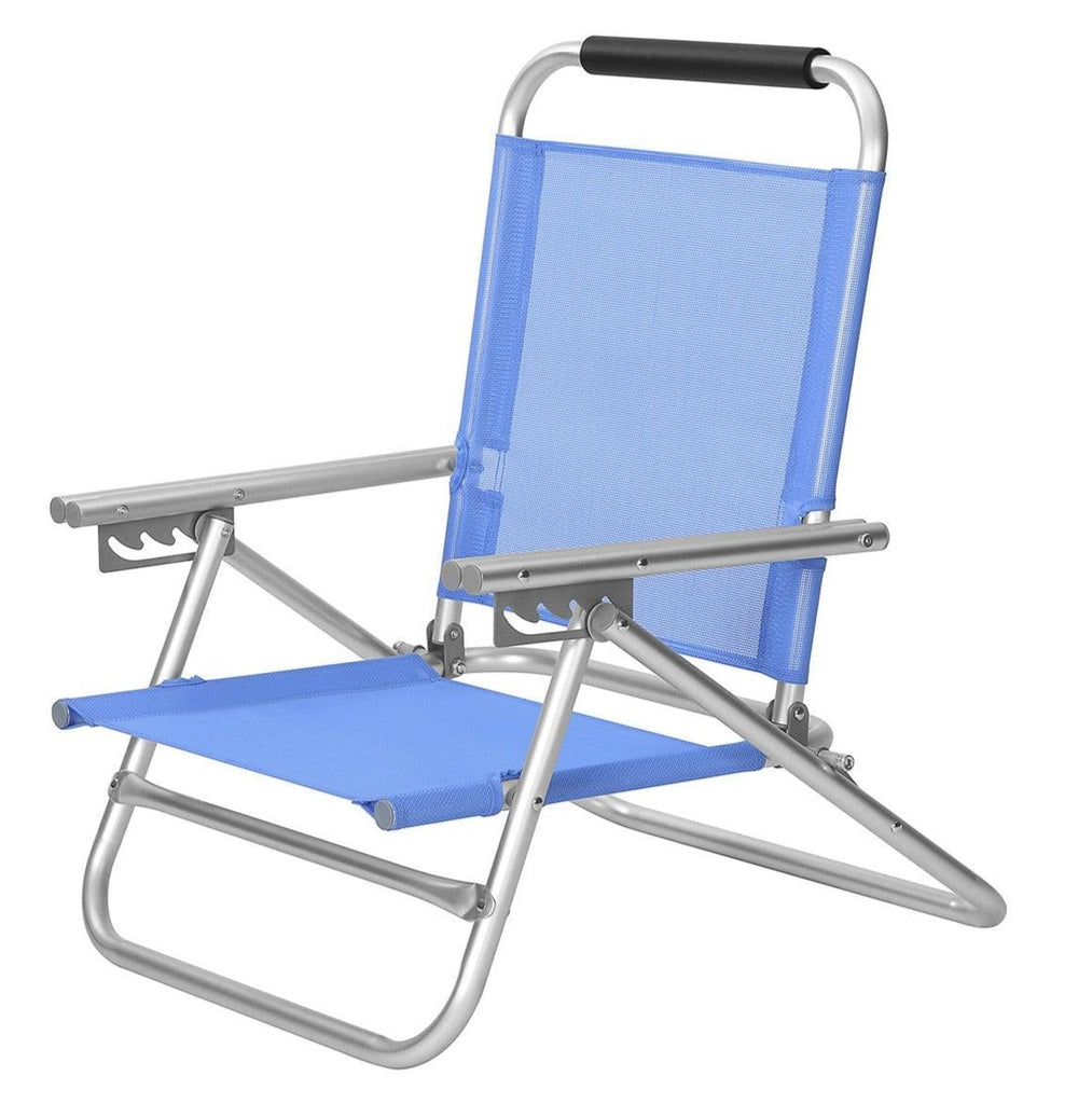Chaise de plage portable siège d’extérieur pliable dossier réglable sur 4 positions avec accoudoirs tissu respirant et confortable charge 150 kg bleu gcb65bu 12_0001547 - Helloshop26
