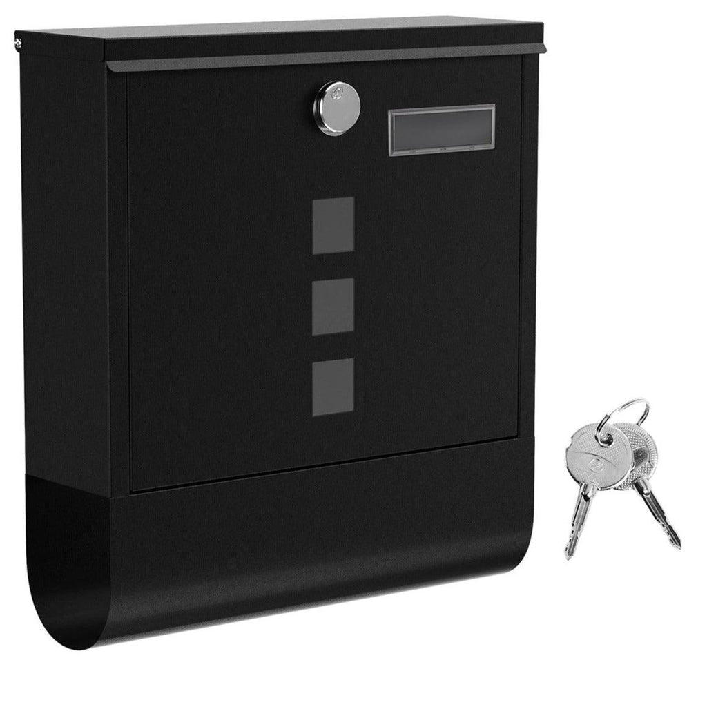 Boîte aux lettres murale avec serrure avec cache fenêtres de visualisation emplacement pour nom rouleau pour journaux facile à installer noir 12_0001641 - Helloshop26